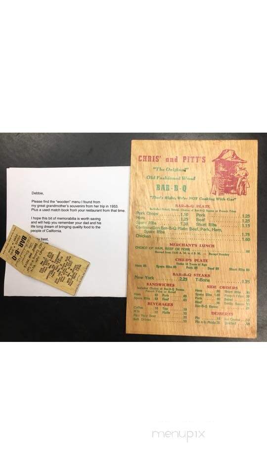Chris' & Pitt's Restaurant - Whittier, CA menu_pic