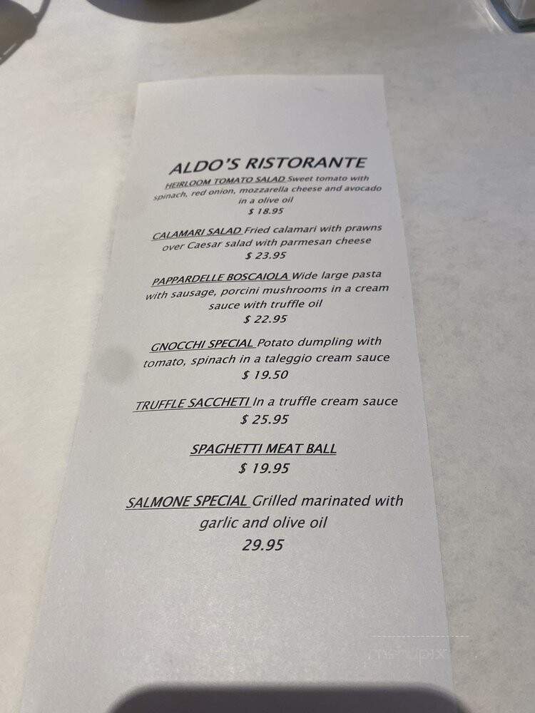 Aldo's Ristorante & Bar - Los Gatos, CA menu_pic
