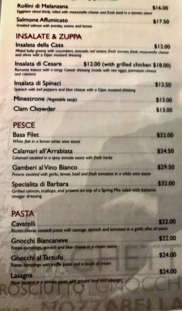 Aldo's Ristorante & Bar - Los Gatos, CA menu_pic