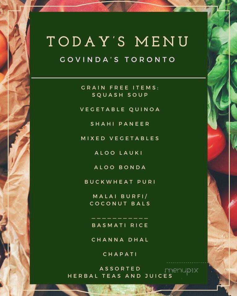 Govinda's - Toronto, ON menu_pic