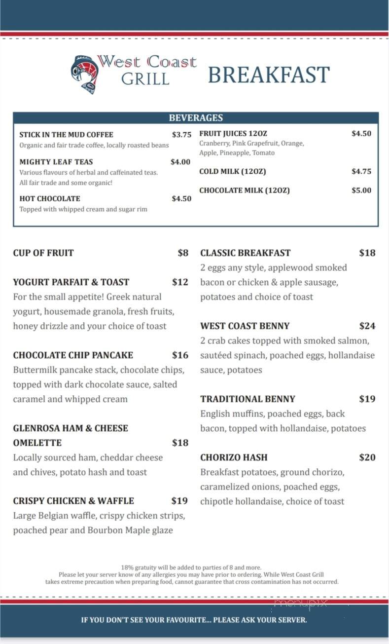 West Coast Grill - Sooke, BC menu_pic