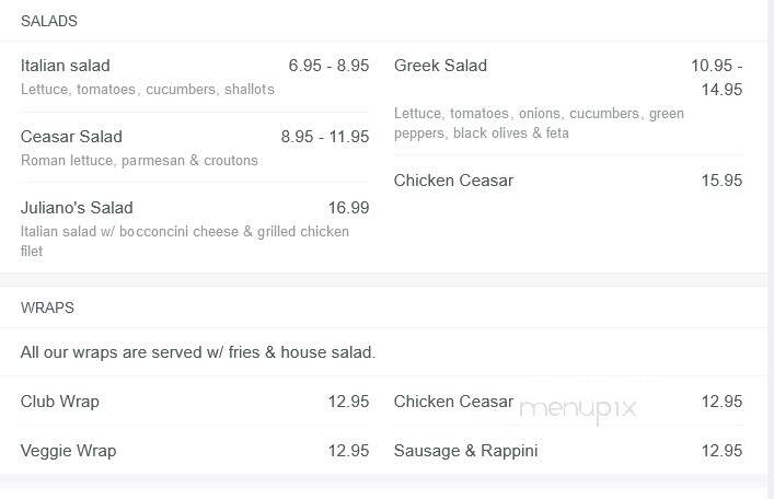 Juliano's Restaurant - Laval, QC menu_pic