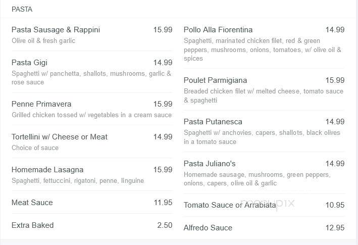 Juliano's Restaurant - Laval, QC menu_pic