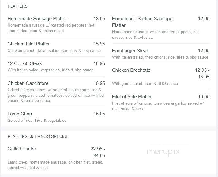 Juliano's Restaurant - Laval, QC menu_pic