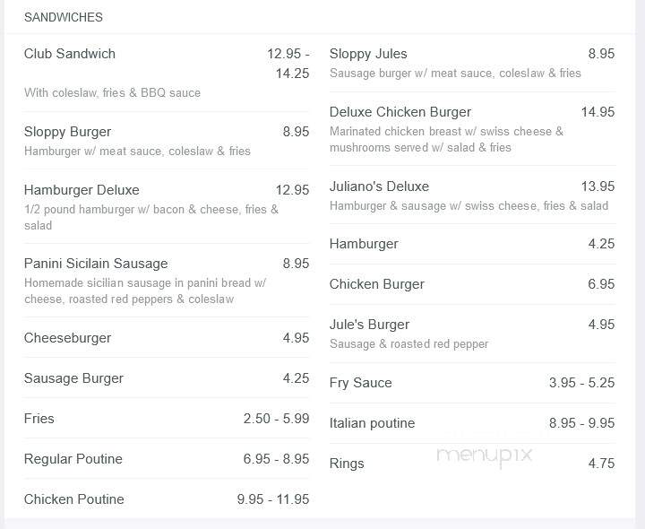 Juliano's Restaurant - Laval, QC menu_pic