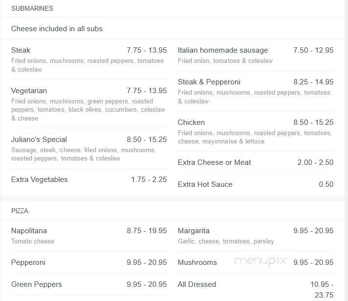 Juliano's Restaurant - Laval, QC menu_pic
