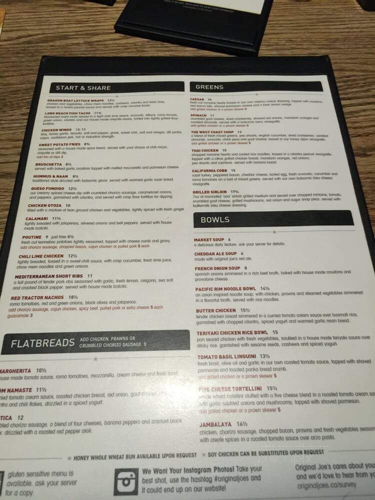 Original Joe's - Prince George, BC menu_pic