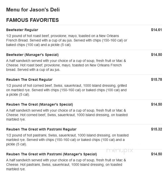 Jason's Deli - East Peoria, IL menu_pic