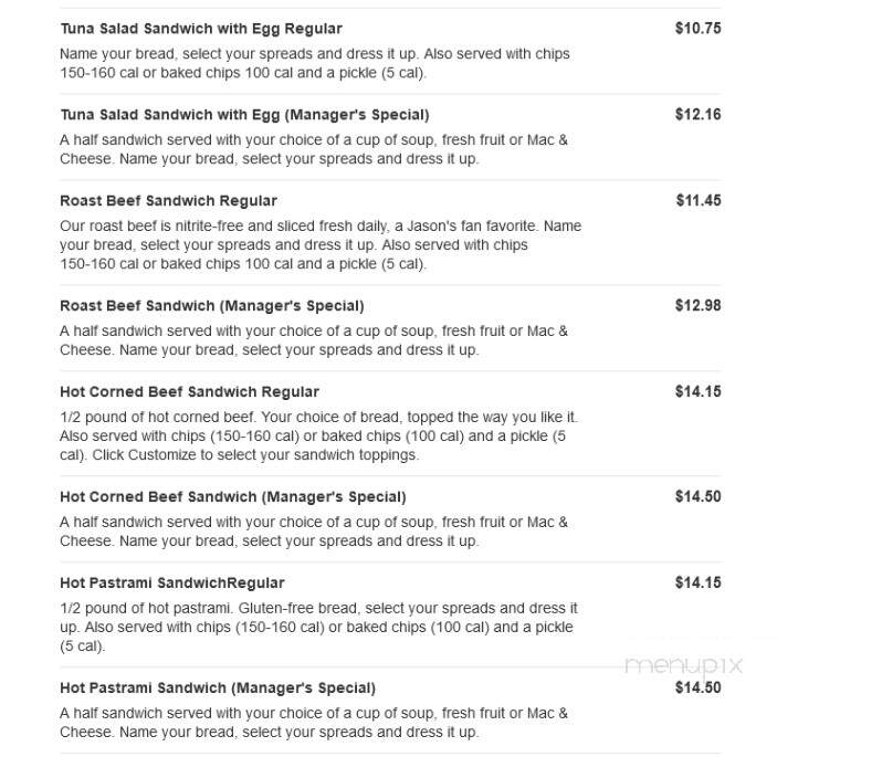 Jason's Deli - East Peoria, IL menu_pic