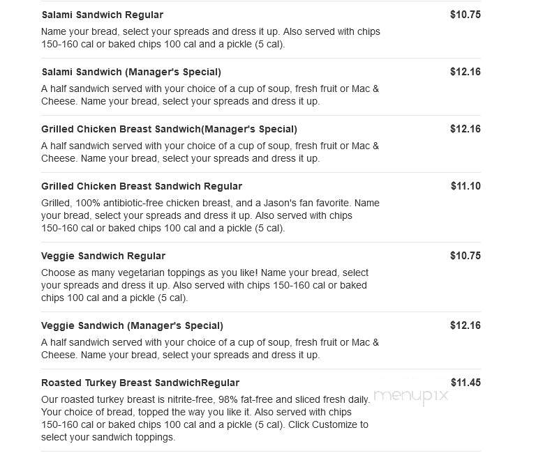 Jason's Deli - East Peoria, IL menu_pic