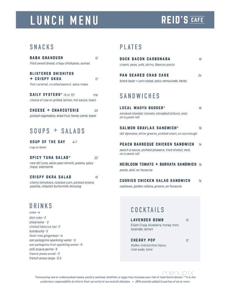 Reid's Cafe & Catering Co. - Sugar Mountain, NC menu_pic