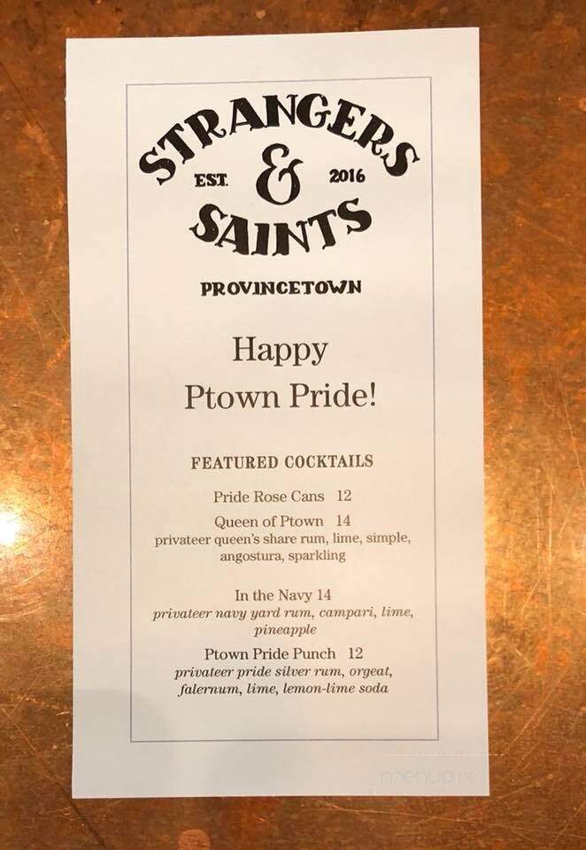 Strangers & Saints - Provincetown, MA menu_pic