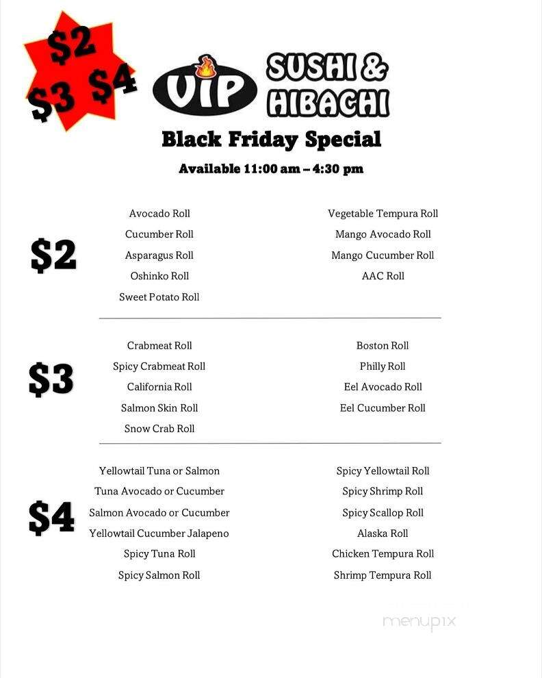VIP Sushi & Hibachi - Oconomowoc, WI menu_pic