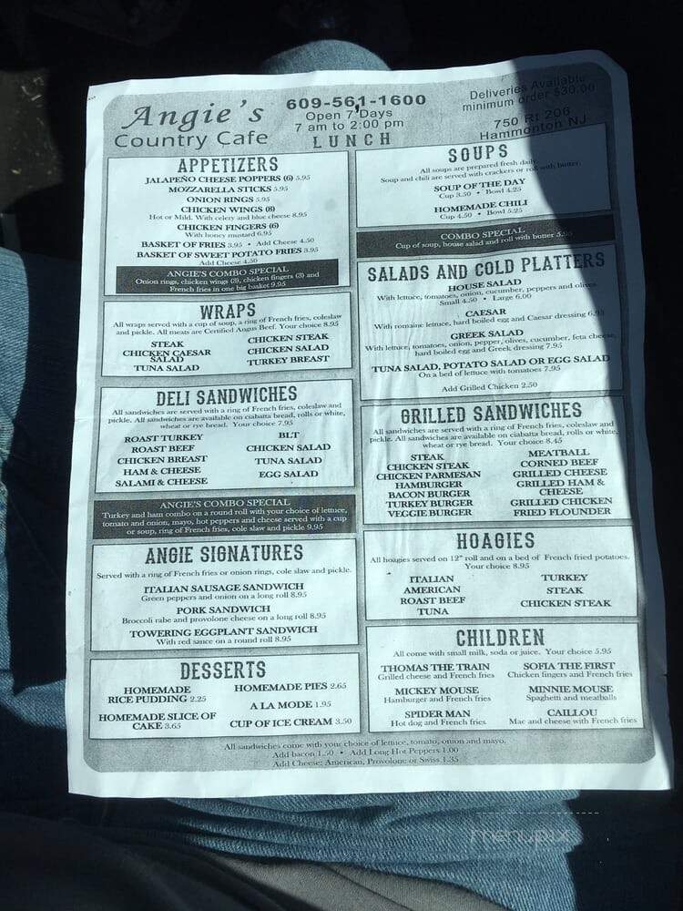 Angie's Country Cafe - Hammonton, NJ menu_pic
