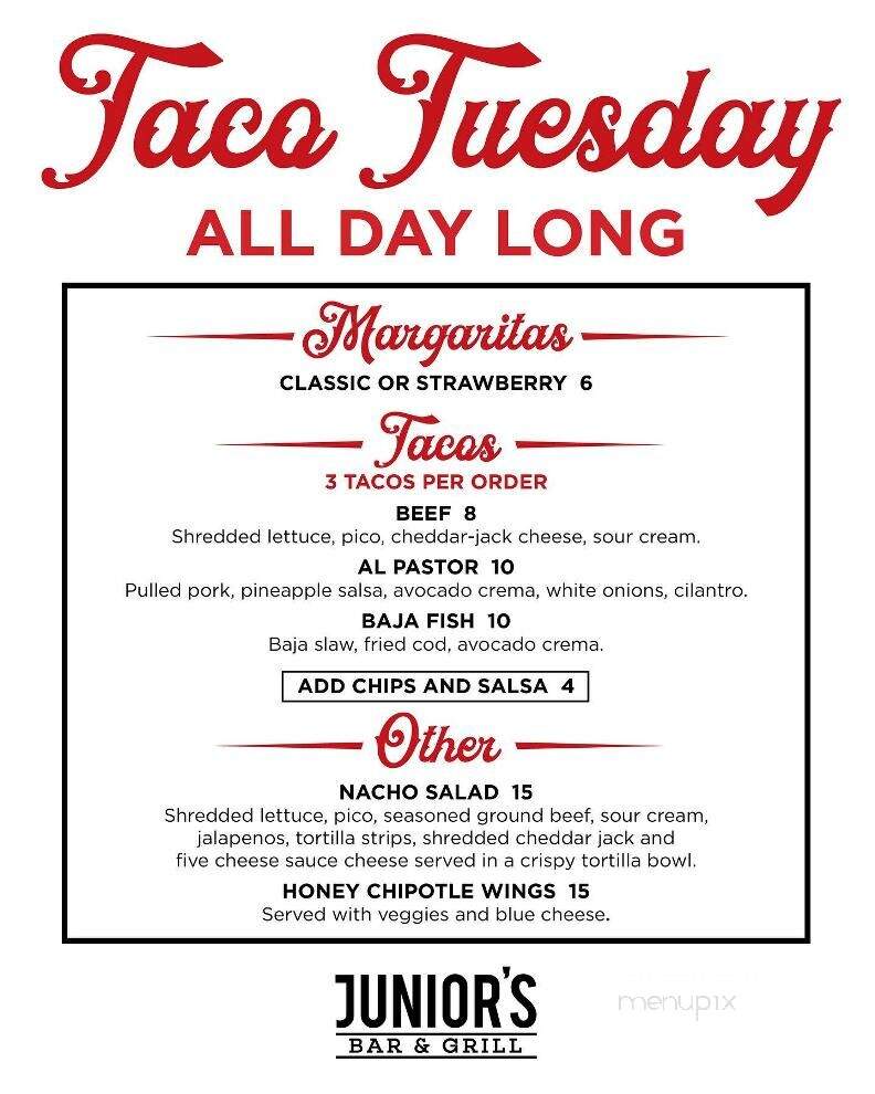 Junior's Bar and Grill - Troy, NY menu_pic