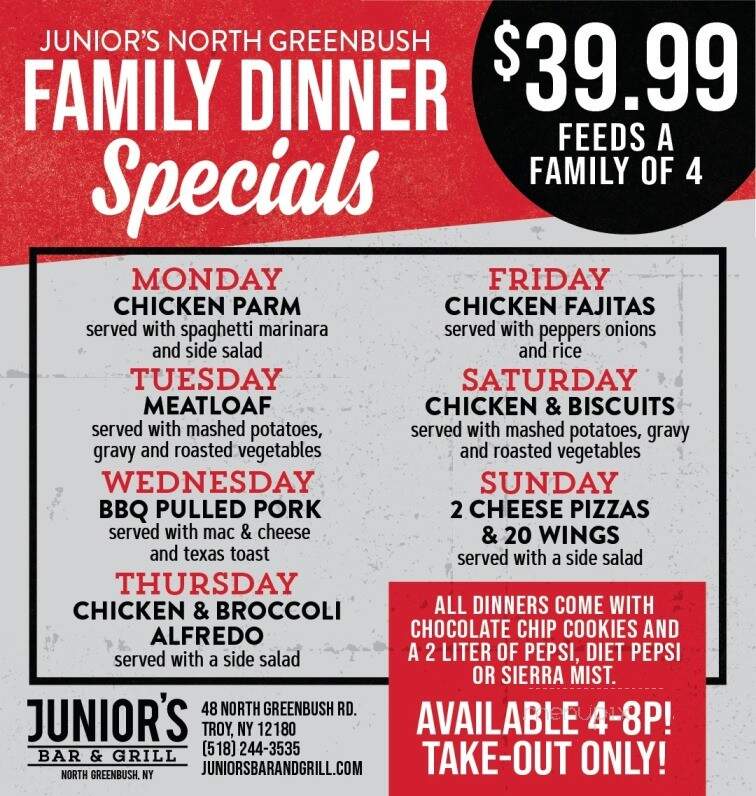 Junior's Bar and Grill - Troy, NY menu_pic