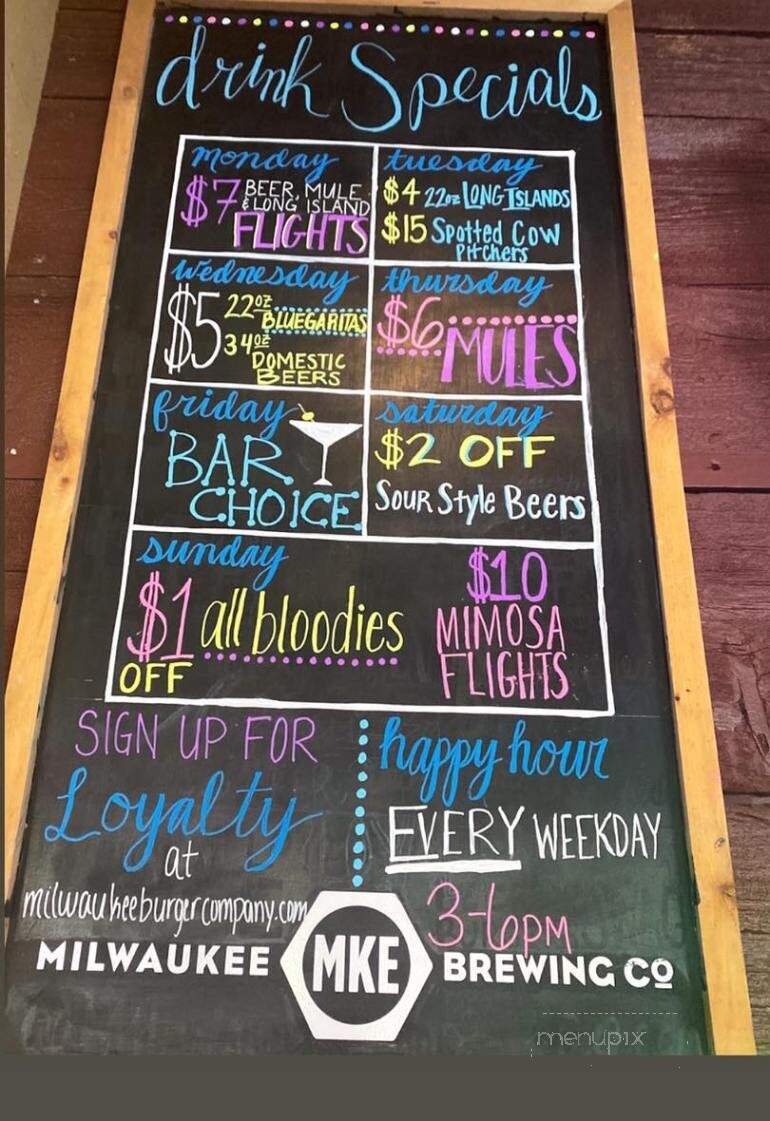 Milwaukee Burger Company - Pleasant Prairie, WI menu_pic