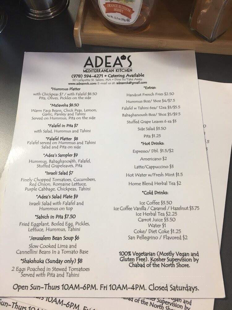 Adea's Mediterranean Kitchen - Salem, MA menu_pic