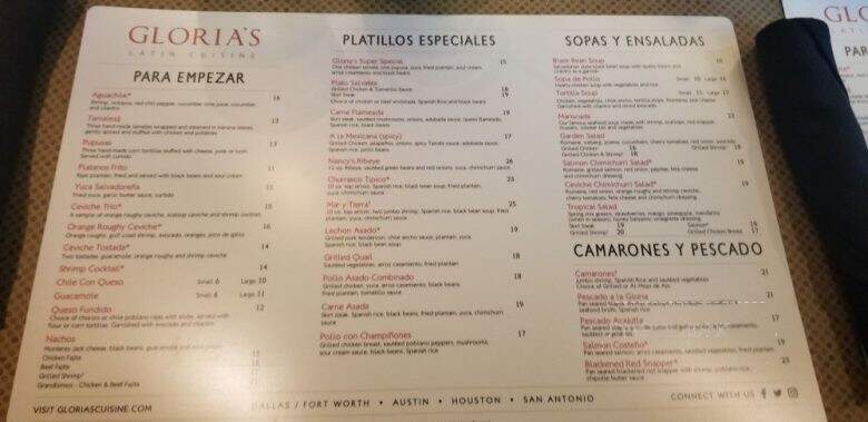 Gloria's Latin Cuisine - Flower Mound, TX menu_pic