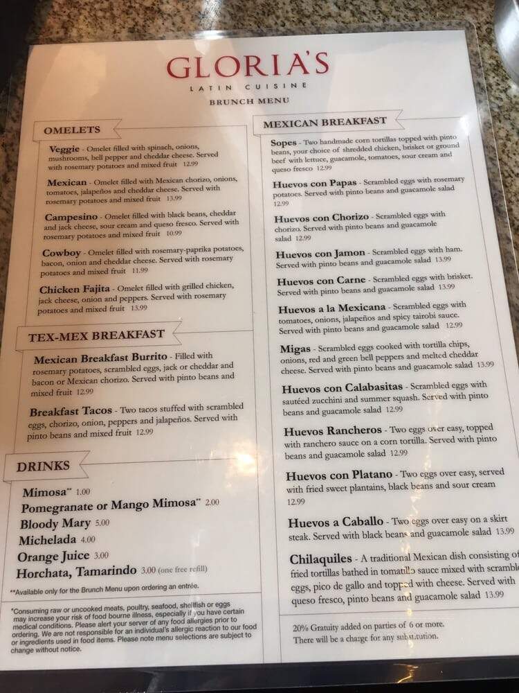Gloria's Latin Cuisine - Flower Mound, TX menu_pic