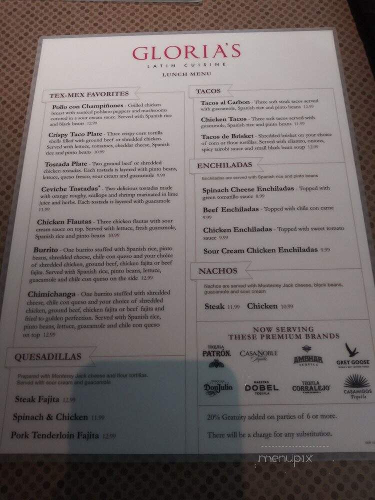 Gloria's Latin Cuisine - Flower Mound, TX menu_pic