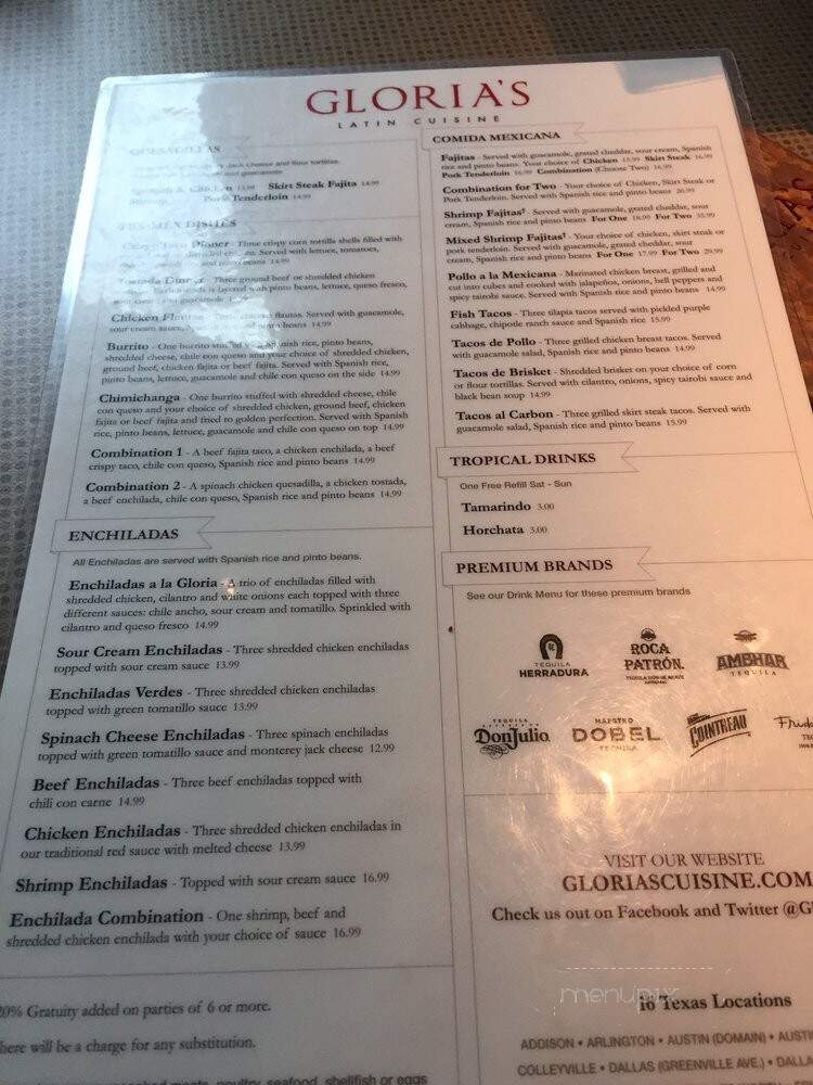 Gloria's Latin Cuisine - Flower Mound, TX menu_pic