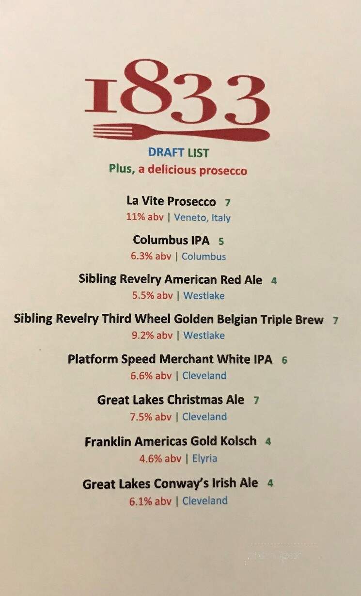 1833 - Oberlin, OH menu_pic