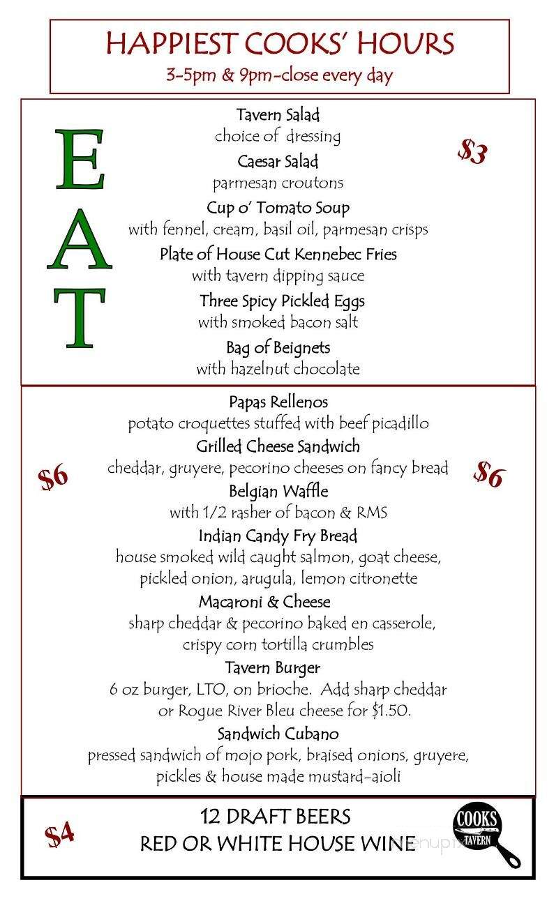 Cooks Tavern - Tacoma, WA menu_pic