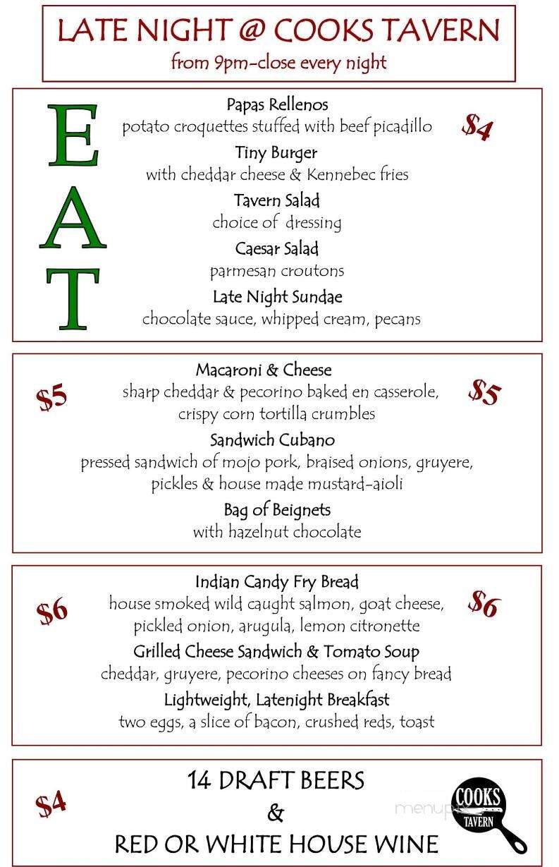 Cooks Tavern - Tacoma, WA menu_pic