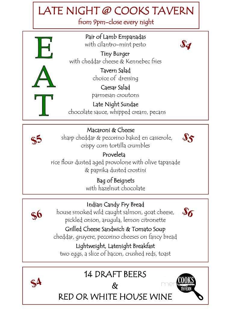 Cooks Tavern - Tacoma, WA menu_pic
