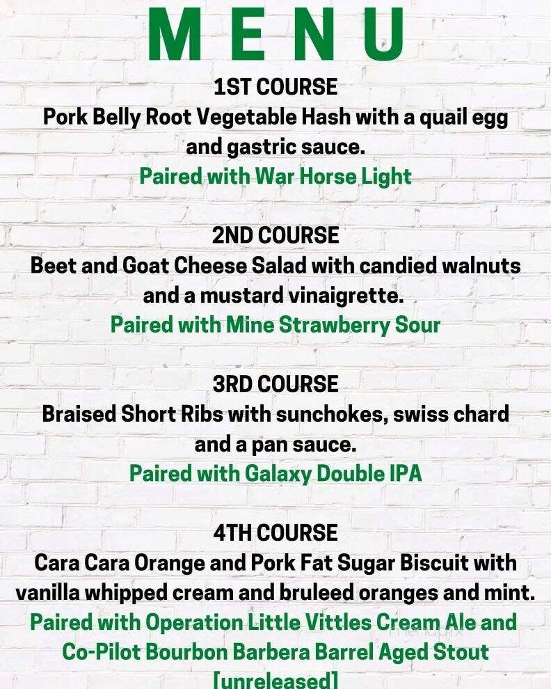 War Horse Brewery - Geneva, NY menu_pic