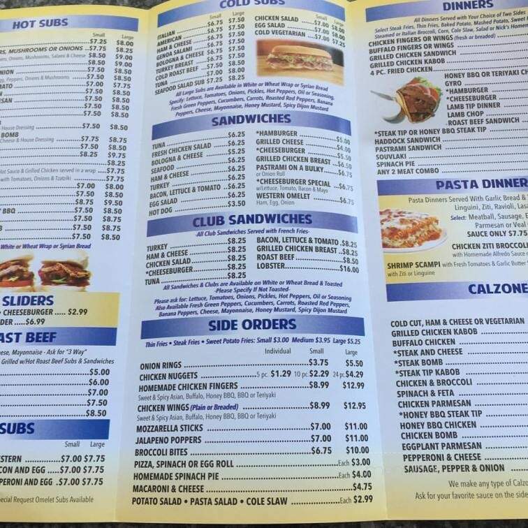 Nick's Place - Salisbury, MA menu_pic