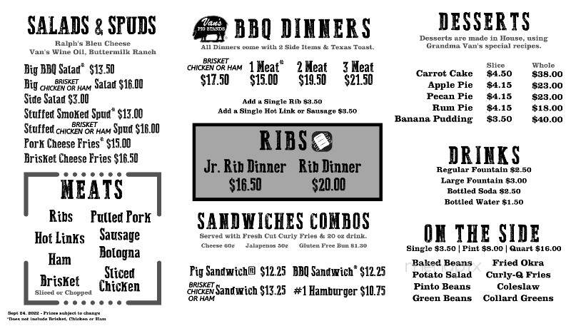 Van's Pig Stands - Purcell, OK menu_pic