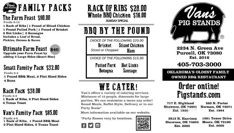 Van's Pig Stands - Purcell, OK menu_pic