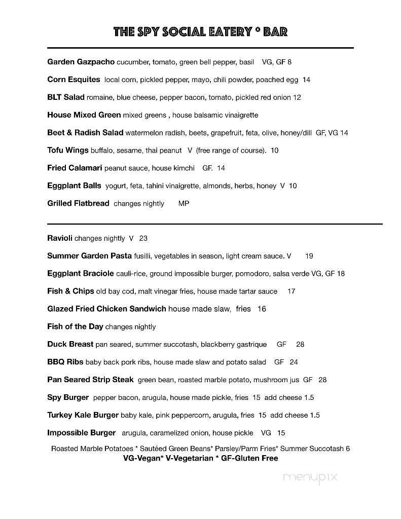 The Spy: Social Eatery and Bar - High Falls, NY menu_pic