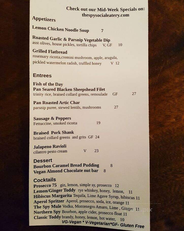 The Spy: Social Eatery and Bar - High Falls, NY menu_pic