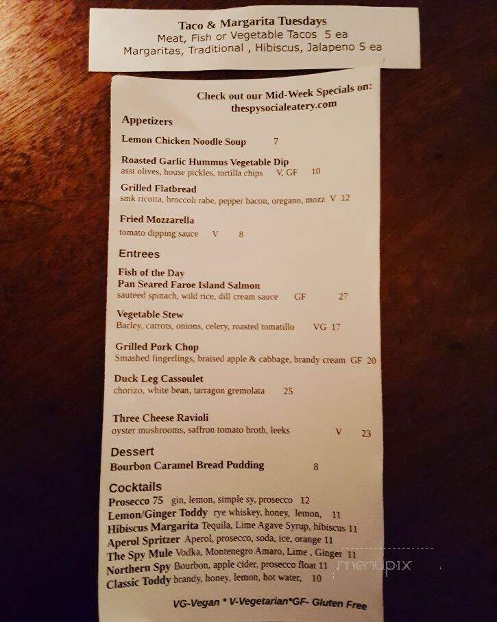 The Spy: Social Eatery and Bar - High Falls, NY menu_pic
