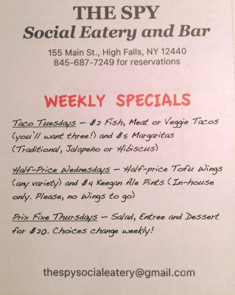 The Spy: Social Eatery and Bar - High Falls, NY menu_pic