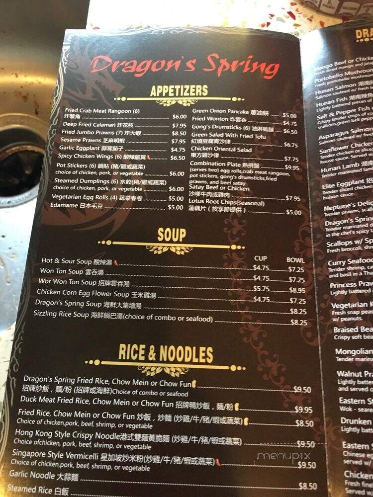 Dragon's Spring Restaurant - Pleasant Hill, CA menu_pic
