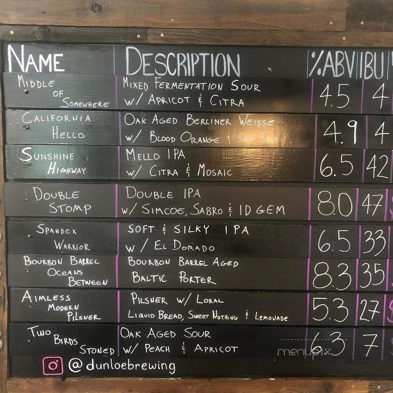 Dunloe Brewing - Davis, CA menu_pic