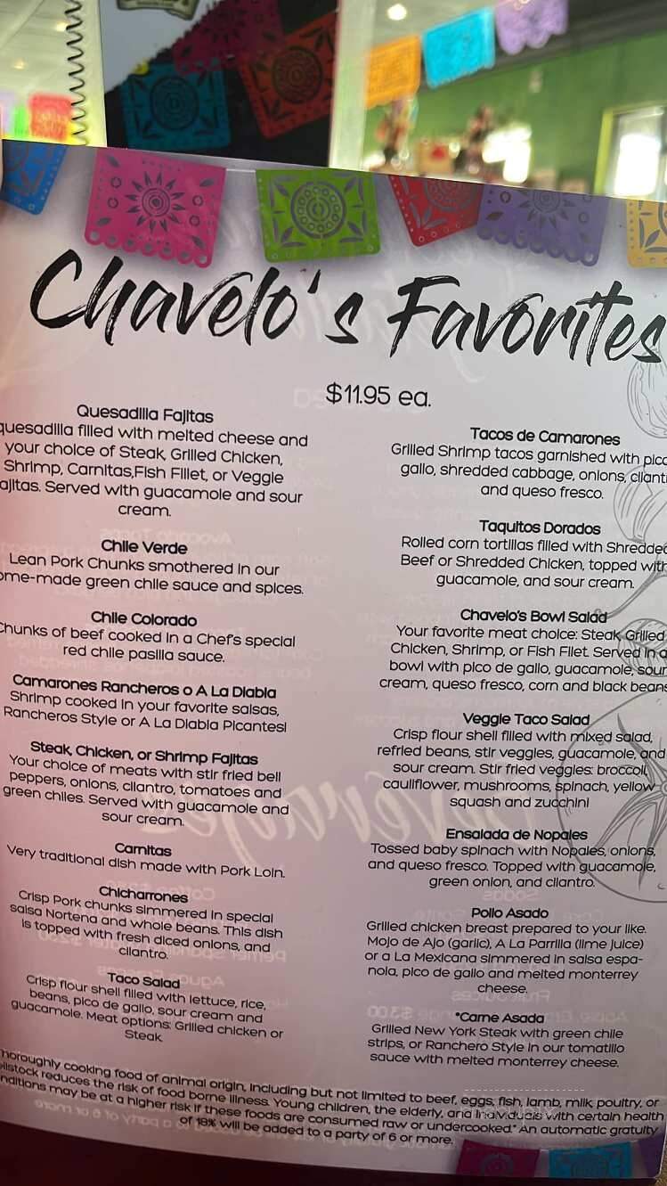 Chavelos Mexican Bar and Grill - Henderson, NV menu_pic
