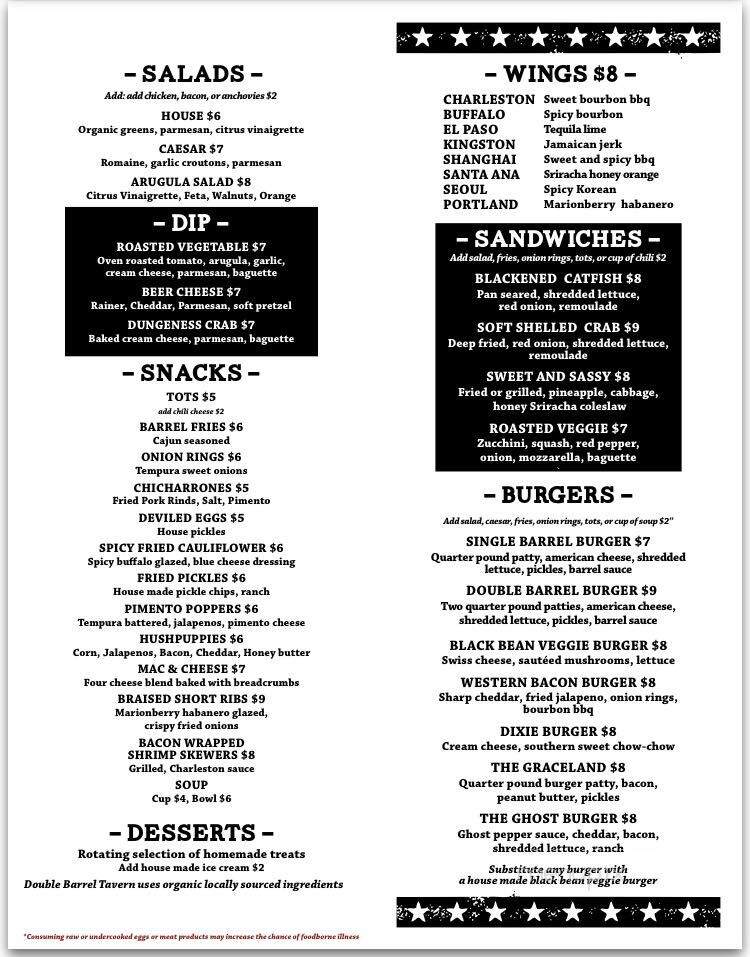 Double Barrel Tavern - Portland, OR menu_pic