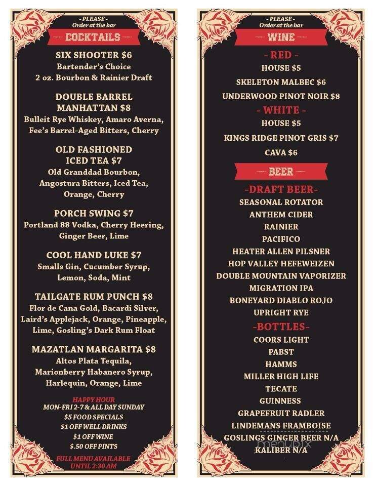 Double Barrel Tavern - Portland, OR menu_pic