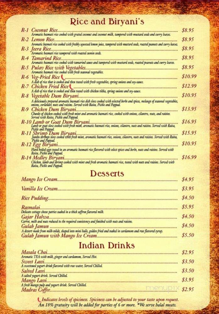 Spice Club Fine Indian Cuisine - Fort Myers, FL menu_pic