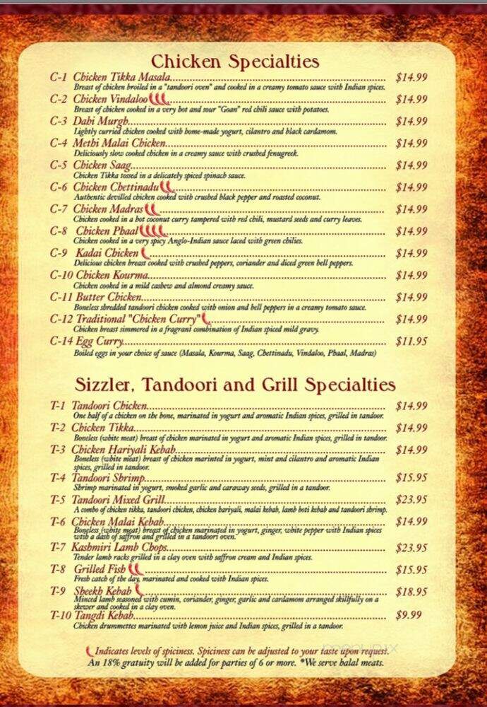 Spice Club Fine Indian Cuisine - Fort Myers, FL menu_pic