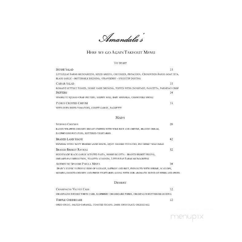 Amandala's - Peterborough, ON menu_pic