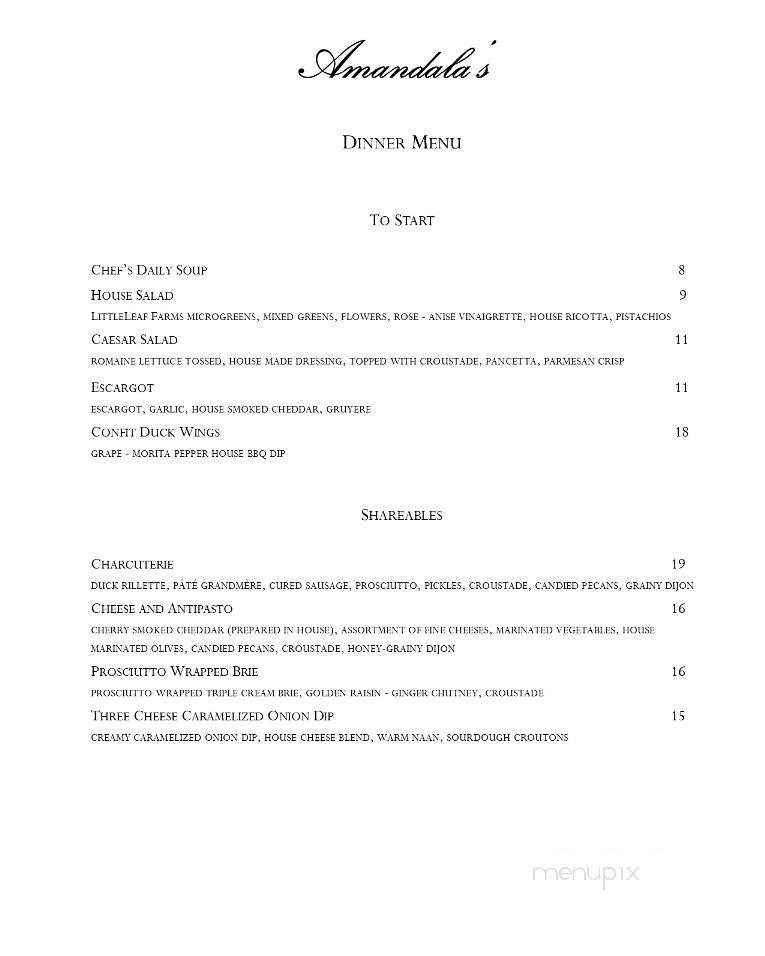 Amandala's - Peterborough, ON menu_pic