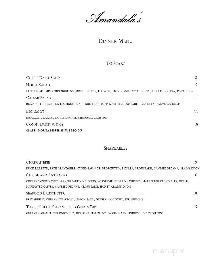 Amandala's - Peterborough, ON menu_pic