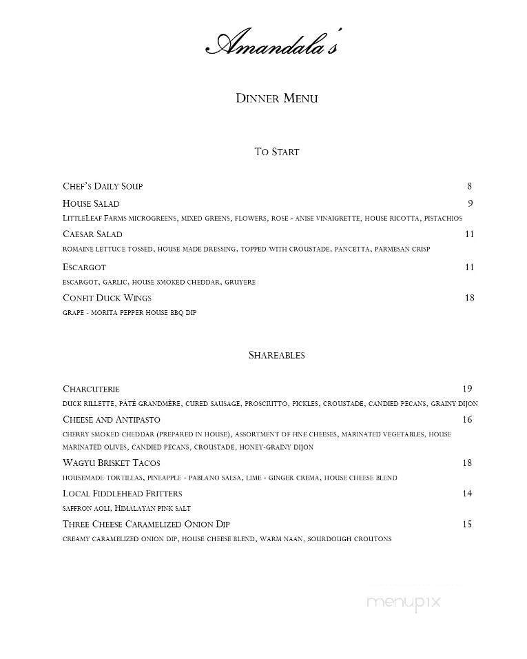 Amandala's - Peterborough, ON menu_pic