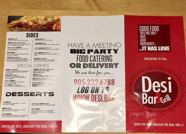 Desi Bar & Grill - Mississauga, ON menu_pic